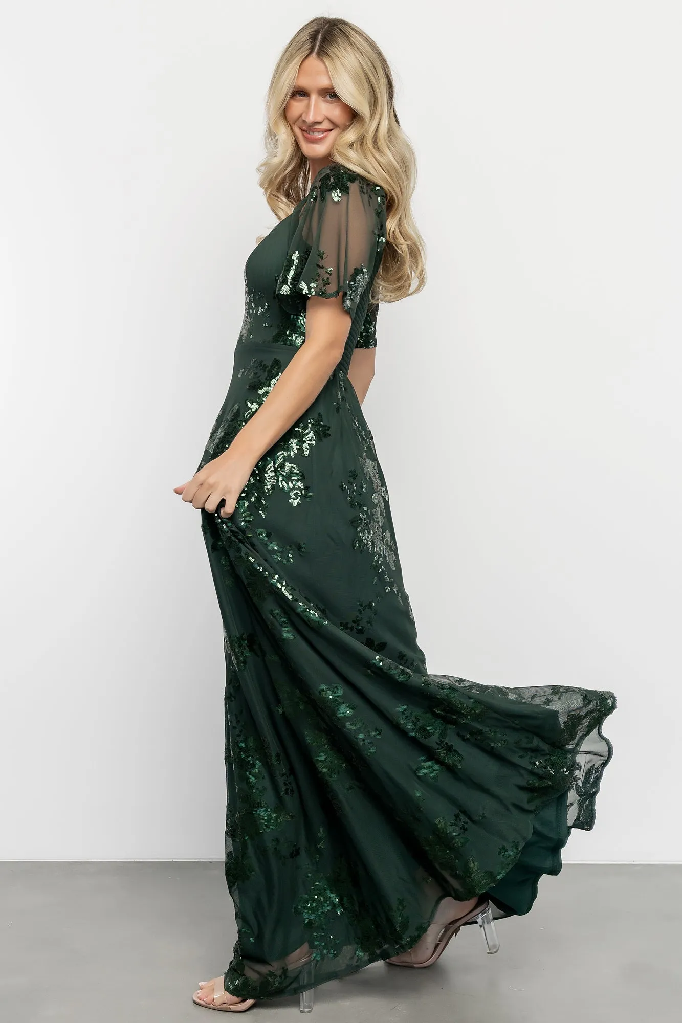 Karina Sequin Maxi Dress | Dark Green sold by Baltic Born product image thumbnail 3