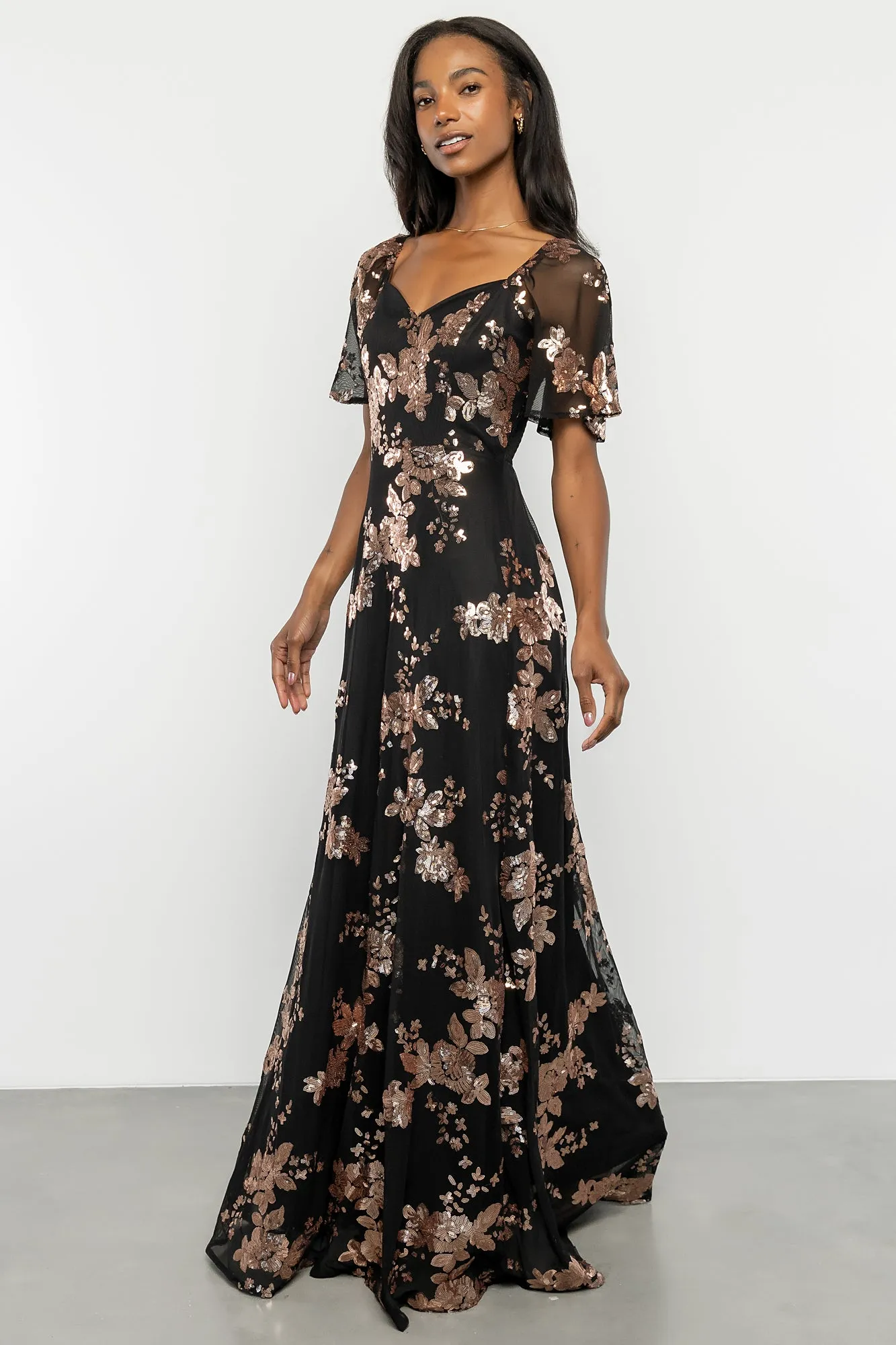 Karina Sequin Maxi Dress | Black + Gold sold by Baltic Born product image thumbnail 3