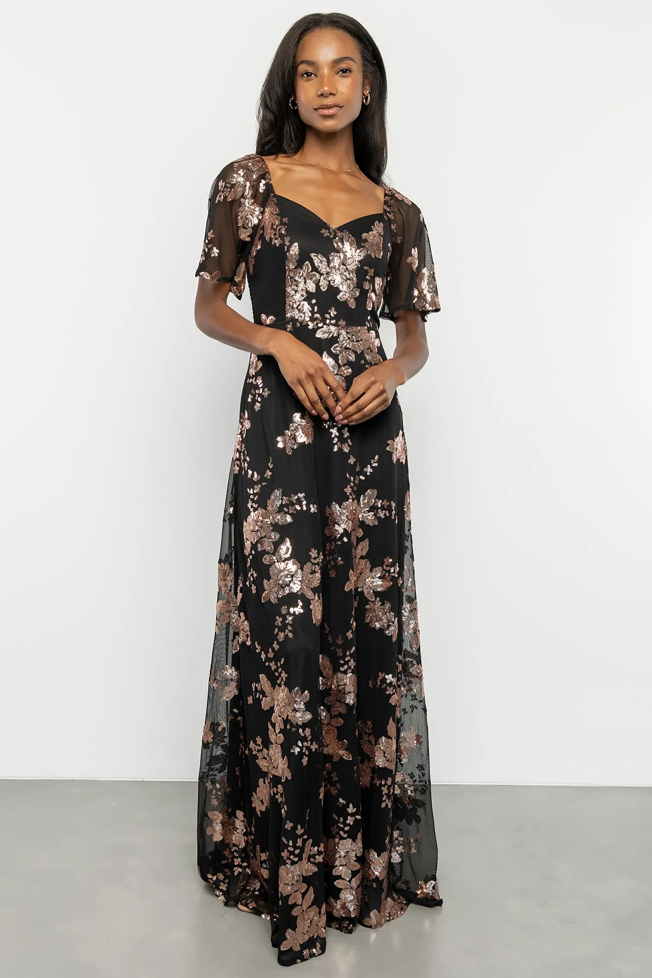 Karina Sequin Maxi Dress | Black + Gold sold by Baltic Born