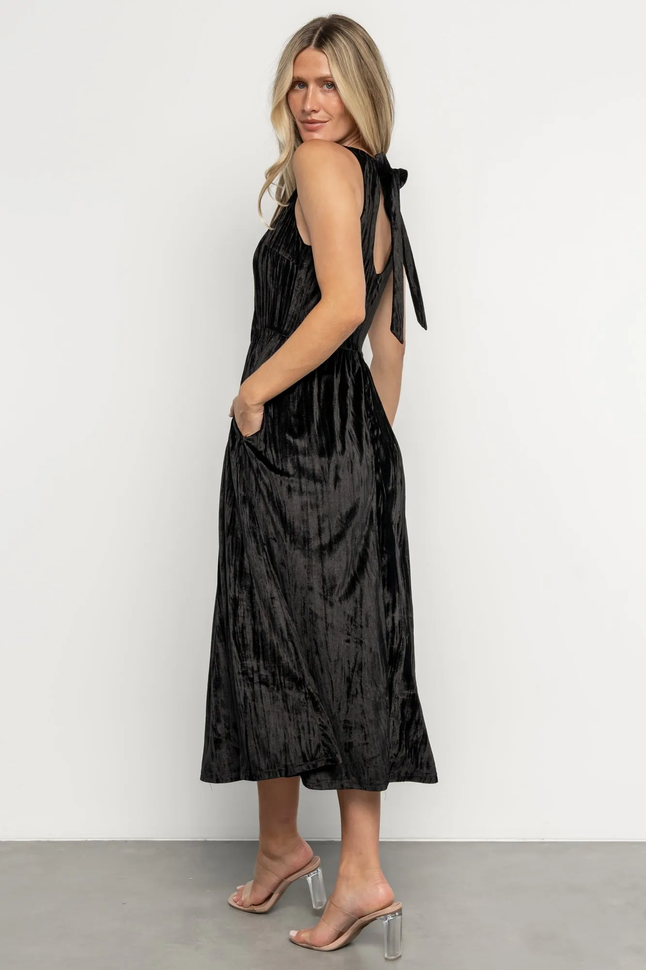 Octavia Velvet Midi Dress | Black sold by Baltic Born product image thumbnail 3