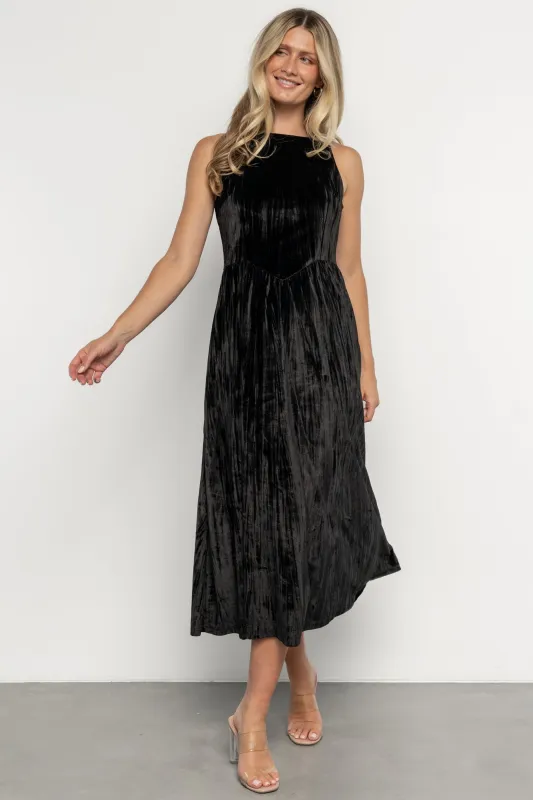 Octavia Velvet Midi Dress | Black sold by Baltic Born