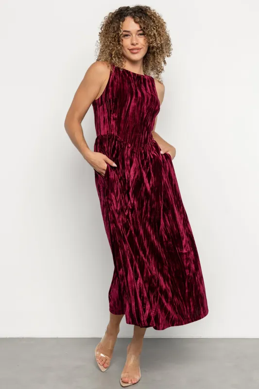 Octavia Velvet Midi Dress | Cranberry sold by Baltic Born
