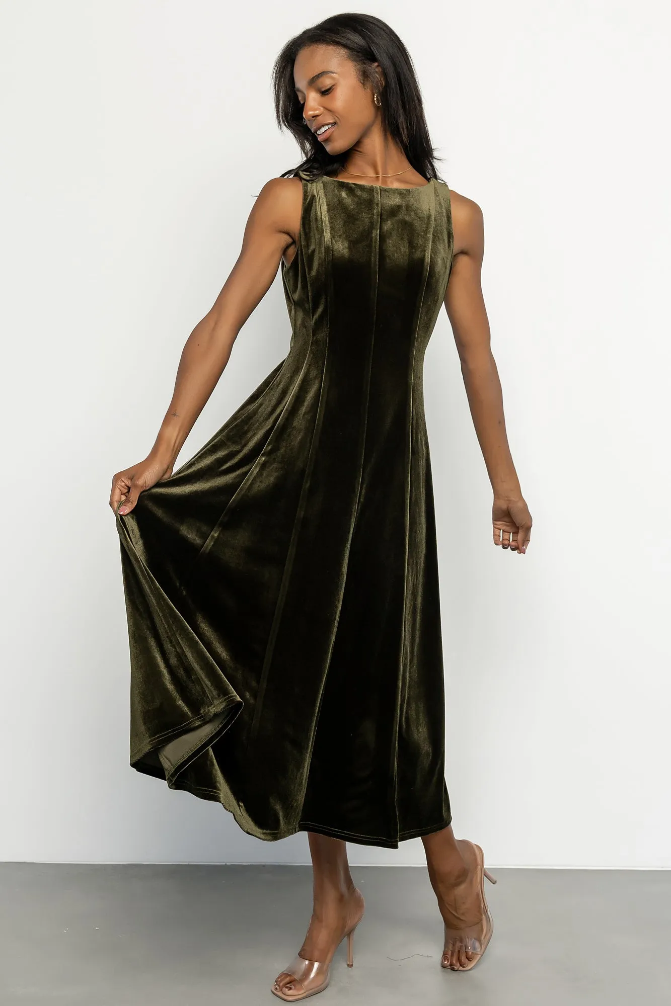 Annika Velvet Midi Dress | Olive sold by Baltic Born product image thumbnail 5