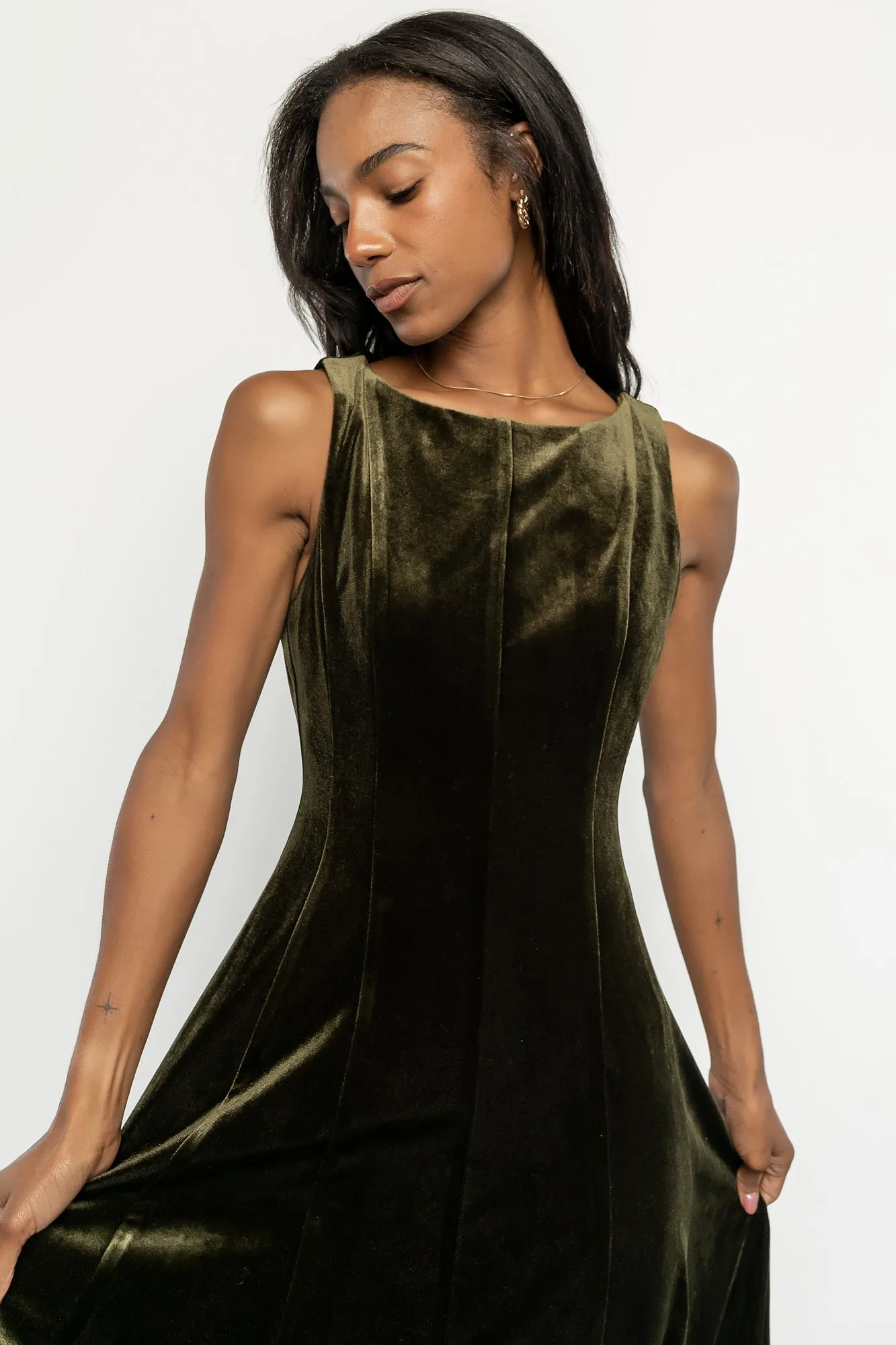 Annika Velvet Midi Dress | Olive sold by Baltic Born product image thumbnail 2