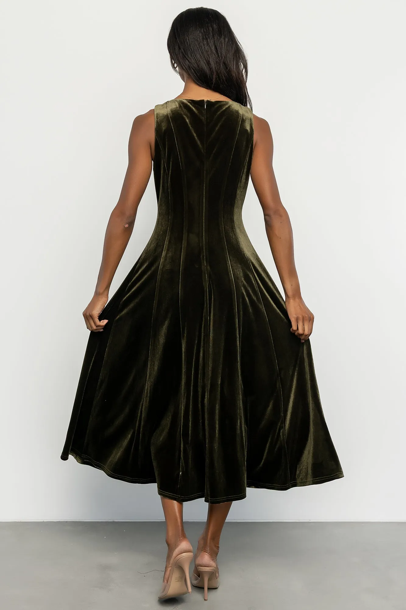Annika Velvet Midi Dress | Olive sold by Baltic Born product image thumbnail 4