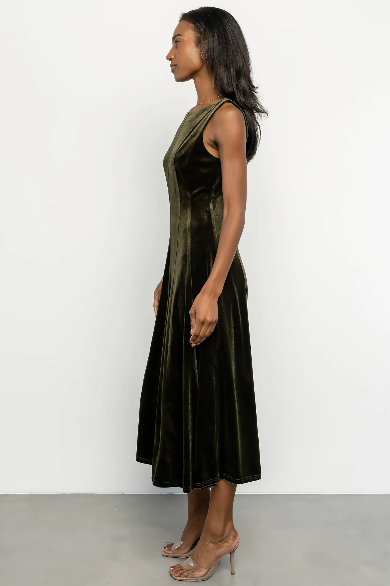 Annika Velvet Midi Dress | Olive sold by Baltic Born product image thumbnail 3
