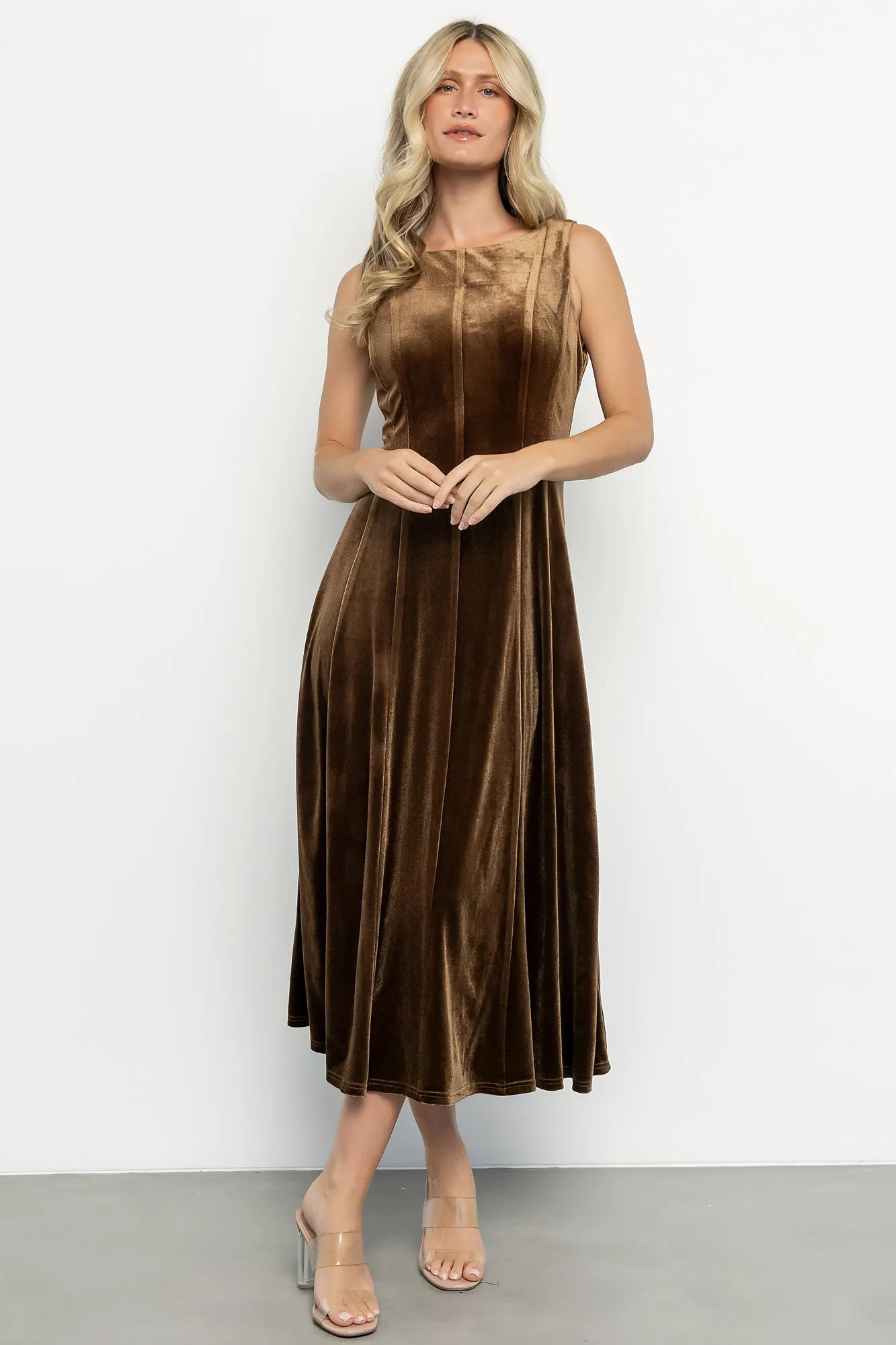 Annika Velvet Midi Dress | Bronze sold by Baltic Born