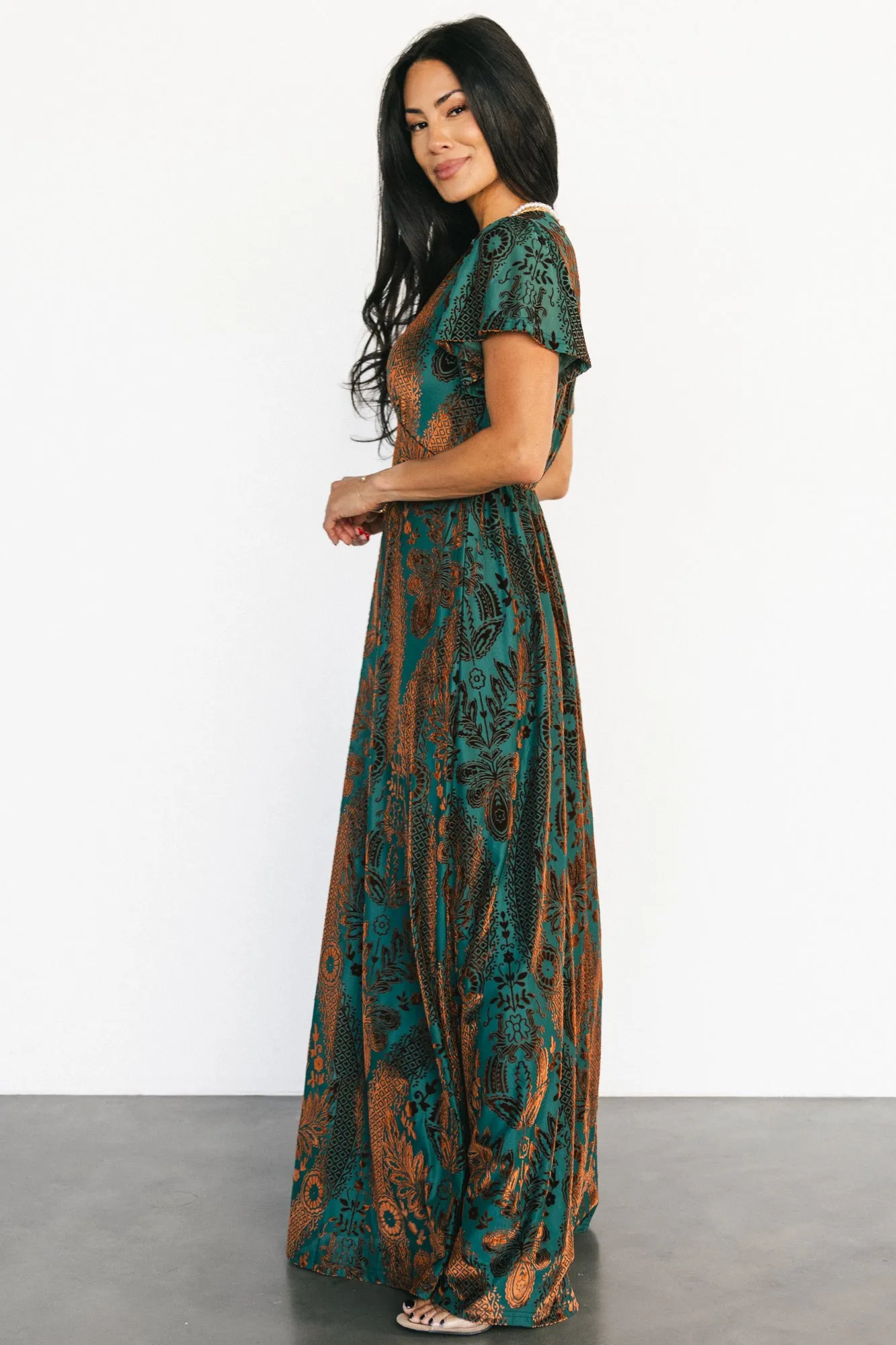 Kimberly Velvet Maxi Dress | Jade + Bronze sold by Baltic Born product image thumbnail 3