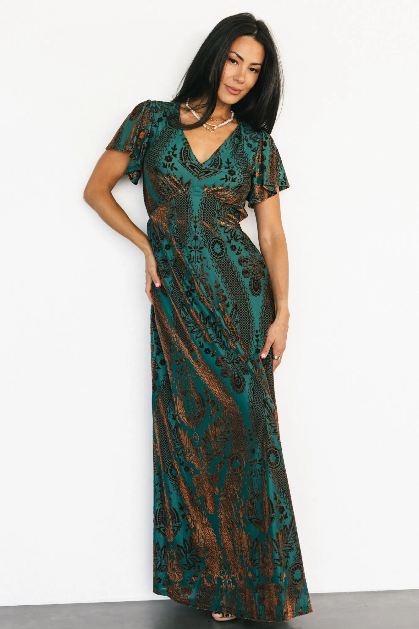Kimberly Velvet Maxi Dress | Jade + Bronze sold by Baltic Born product image thumbnail 5