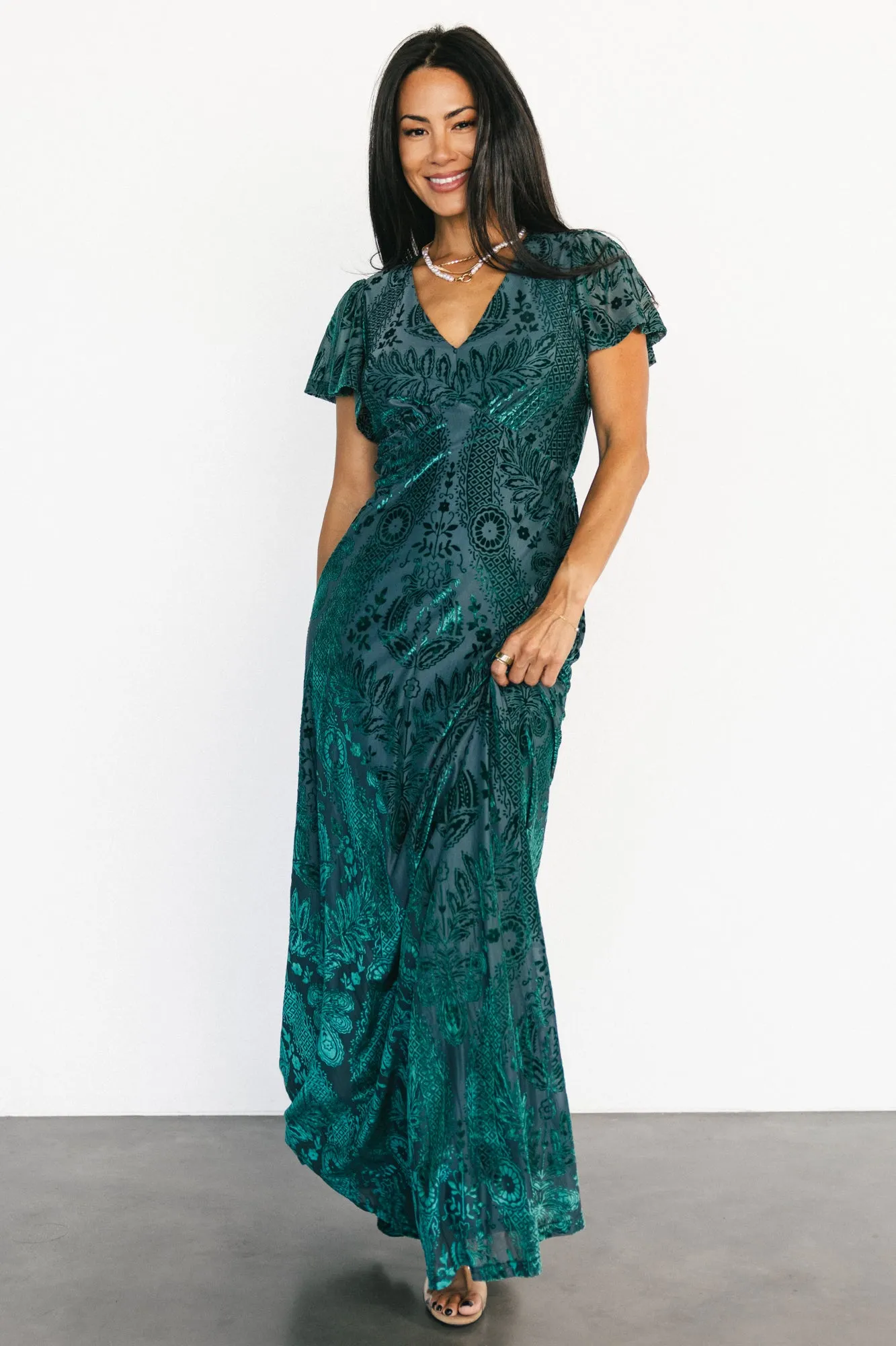 Kimberly Velvet Maxi Dress | Emerald sold by Baltic Born product image thumbnail 5