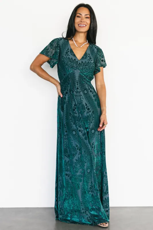 Kimberly Velvet Maxi Dress | Emerald sold by Baltic Born