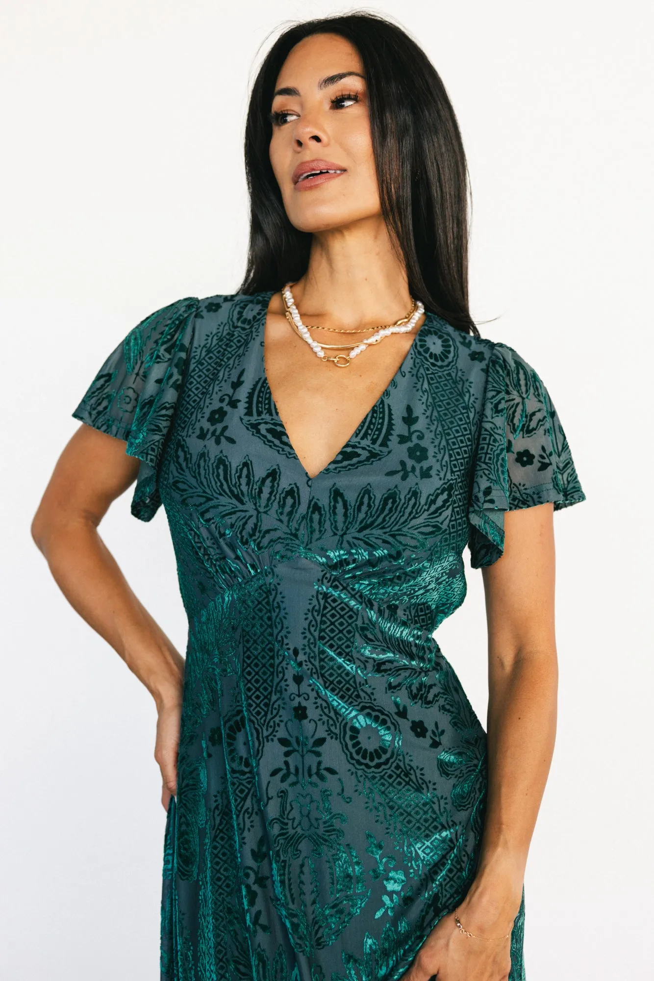 Kimberly Velvet Maxi Dress | Emerald sold by Baltic Born product image thumbnail 2