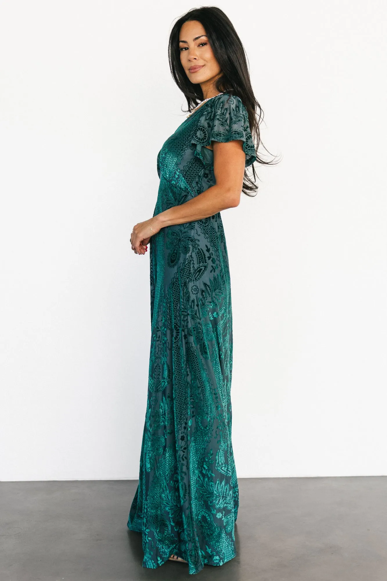 Kimberly Velvet Maxi Dress | Emerald sold by Baltic Born product image thumbnail 3