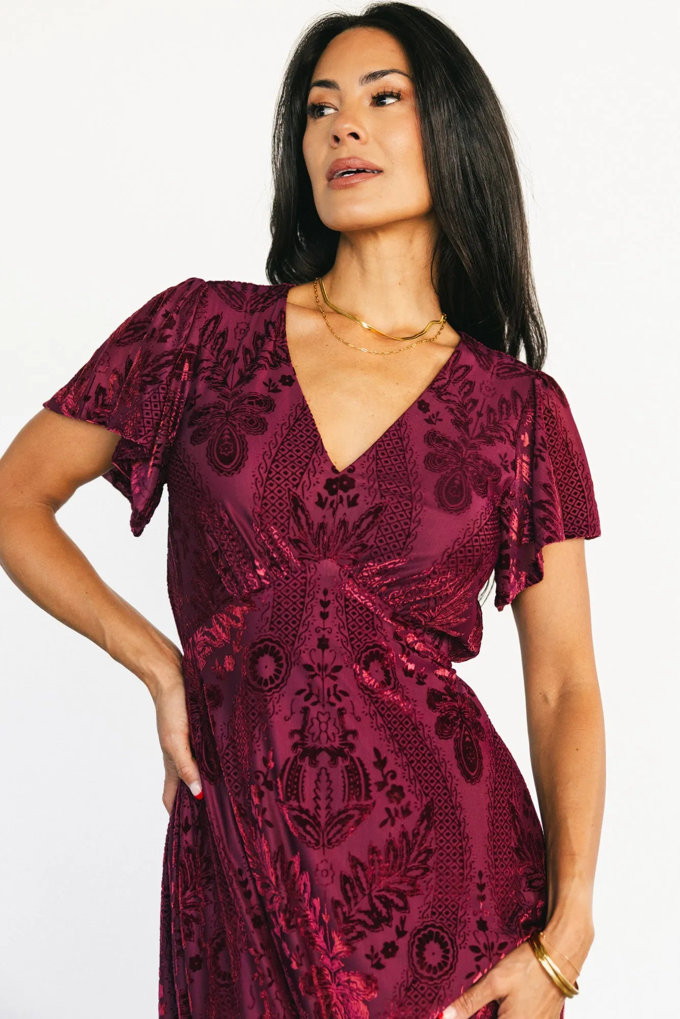 Kimberly Velvet Maxi Dress | Wine sold by Baltic Born product image thumbnail 2