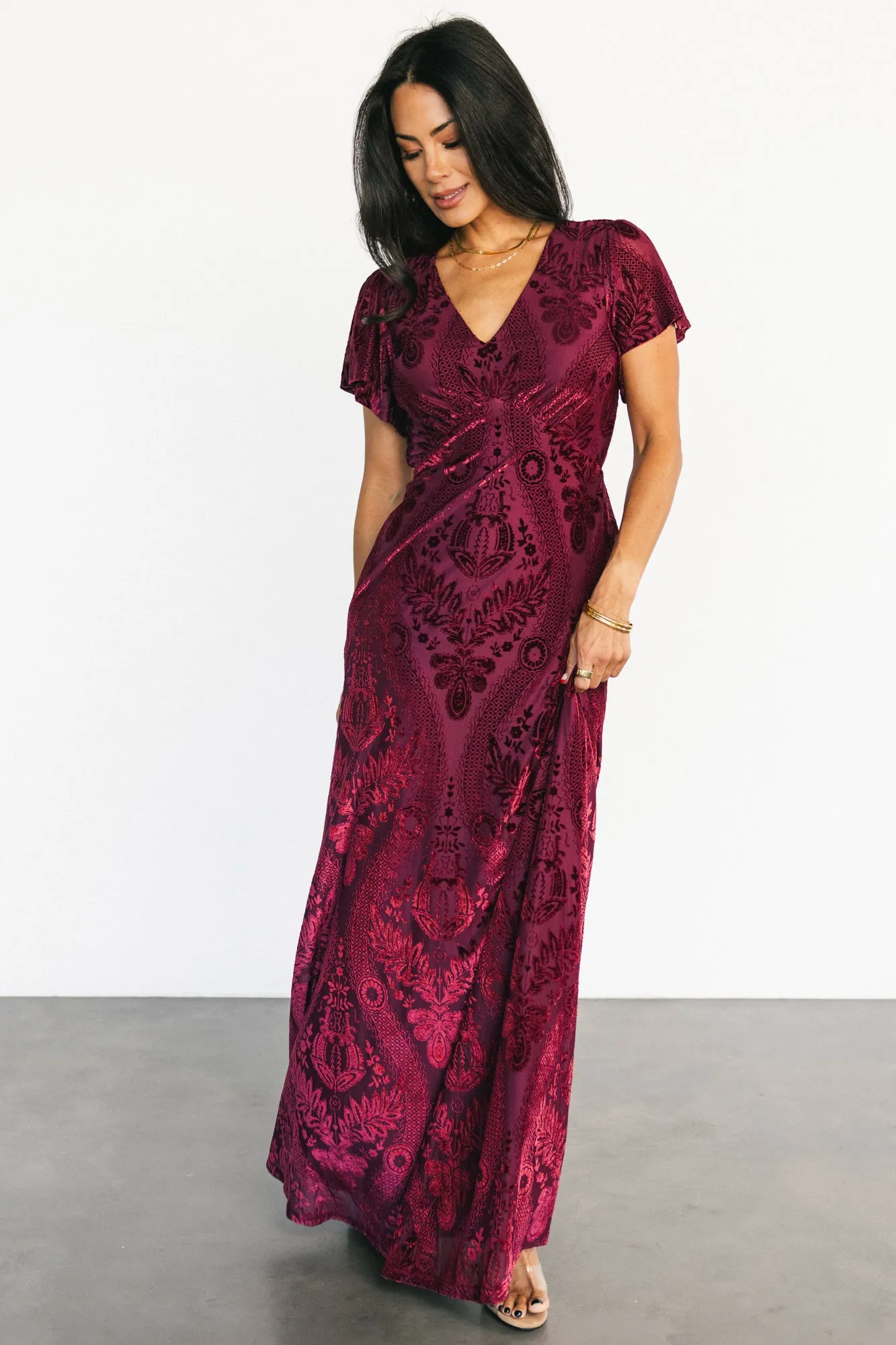 Kimberly Velvet Maxi Dress | Wine sold by Baltic Born product image thumbnail 5