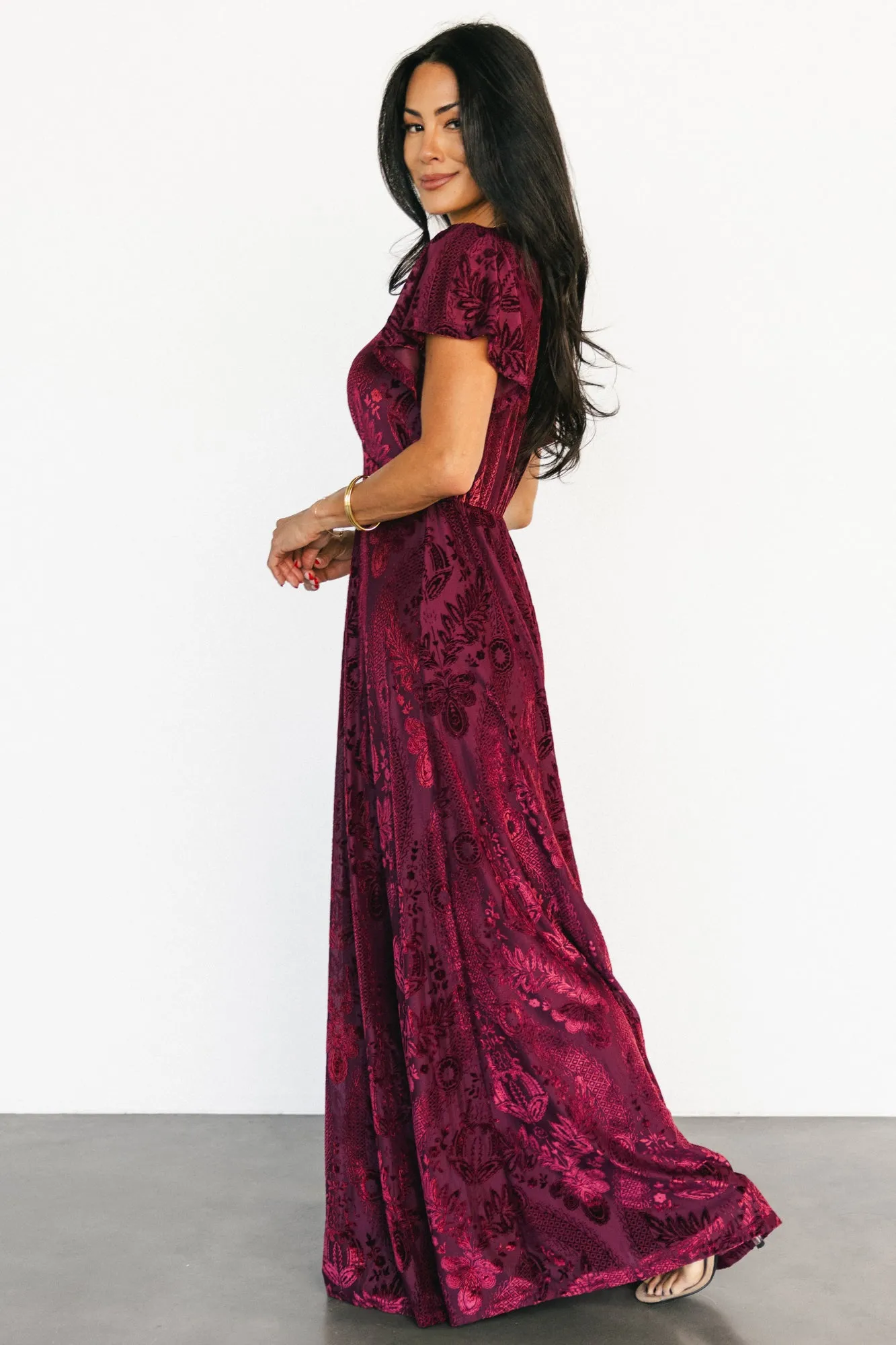 Kimberly Velvet Maxi Dress | Wine sold by Baltic Born product image thumbnail 3