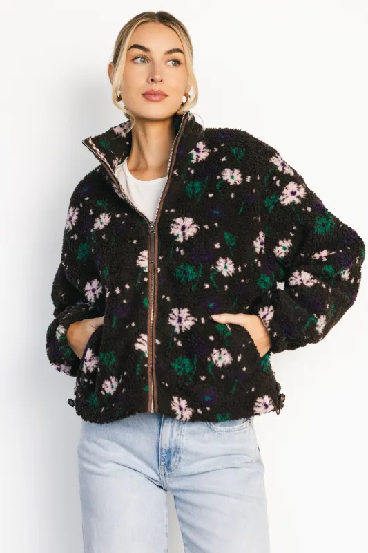 Paige Sherpa Jacket | Brown Floral sold by Baltic Born
