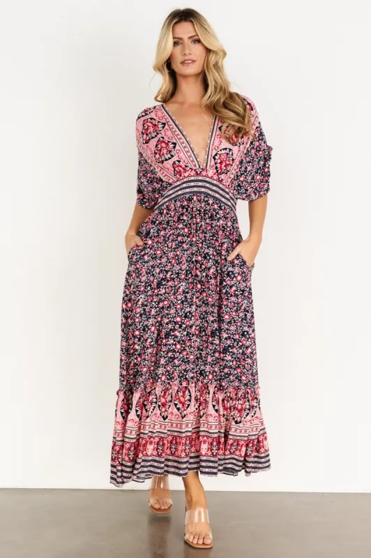 Amaris Maxi Dress | Navy Multi sold by Baltic Born