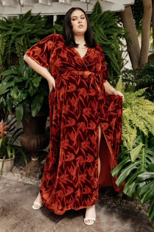 Uma Velvet Maxi Dress | Terracotta sold by Baltic Born