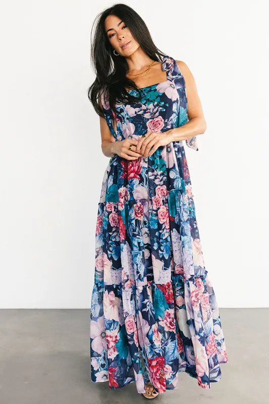 Anita Maxi Dress | Dark Blue Multi Floral sold by Baltic Born