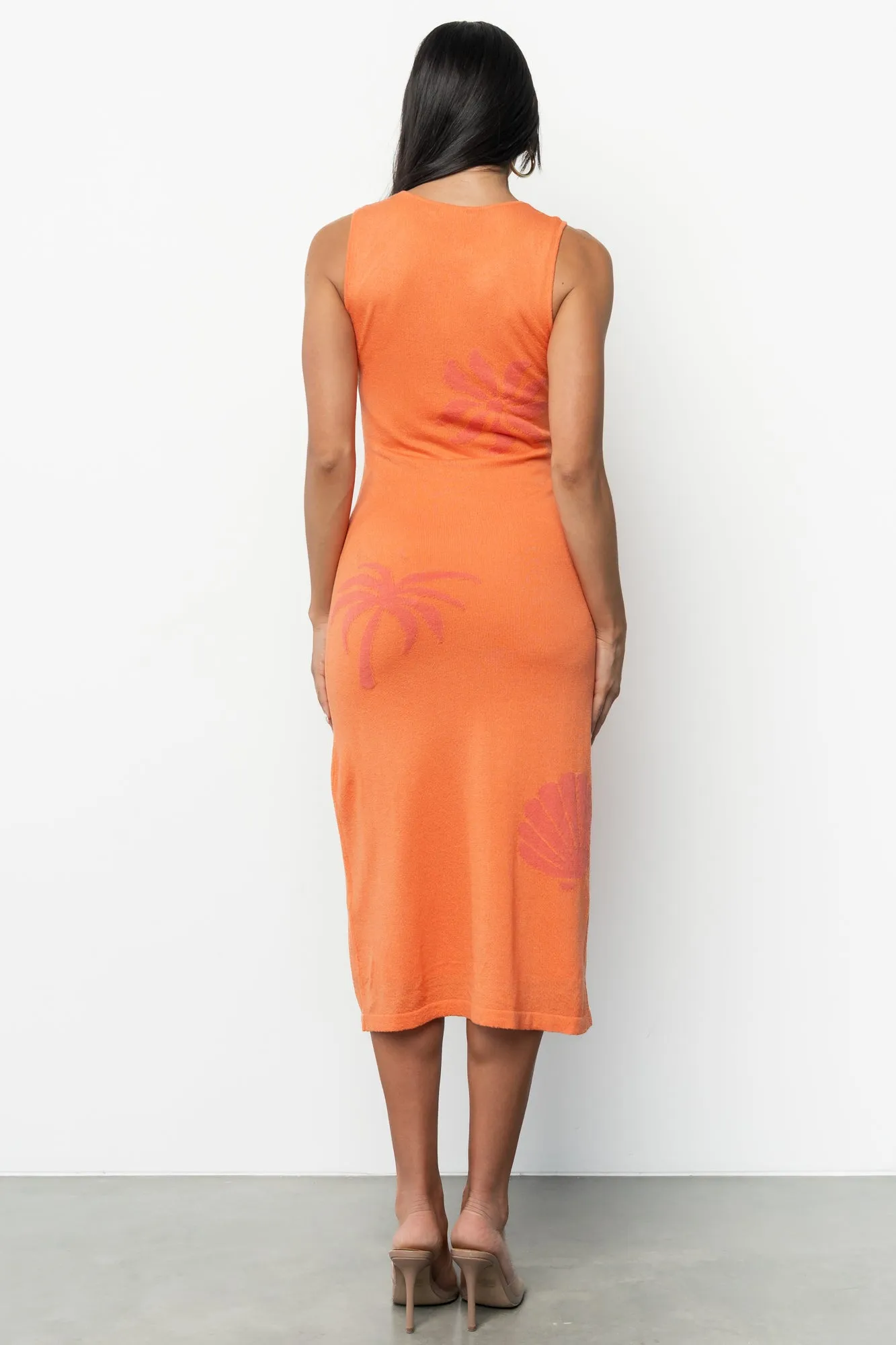 Raquel Knit Midi Dress | Orange + Pink Print sold by Baltic Born product image thumbnail 4