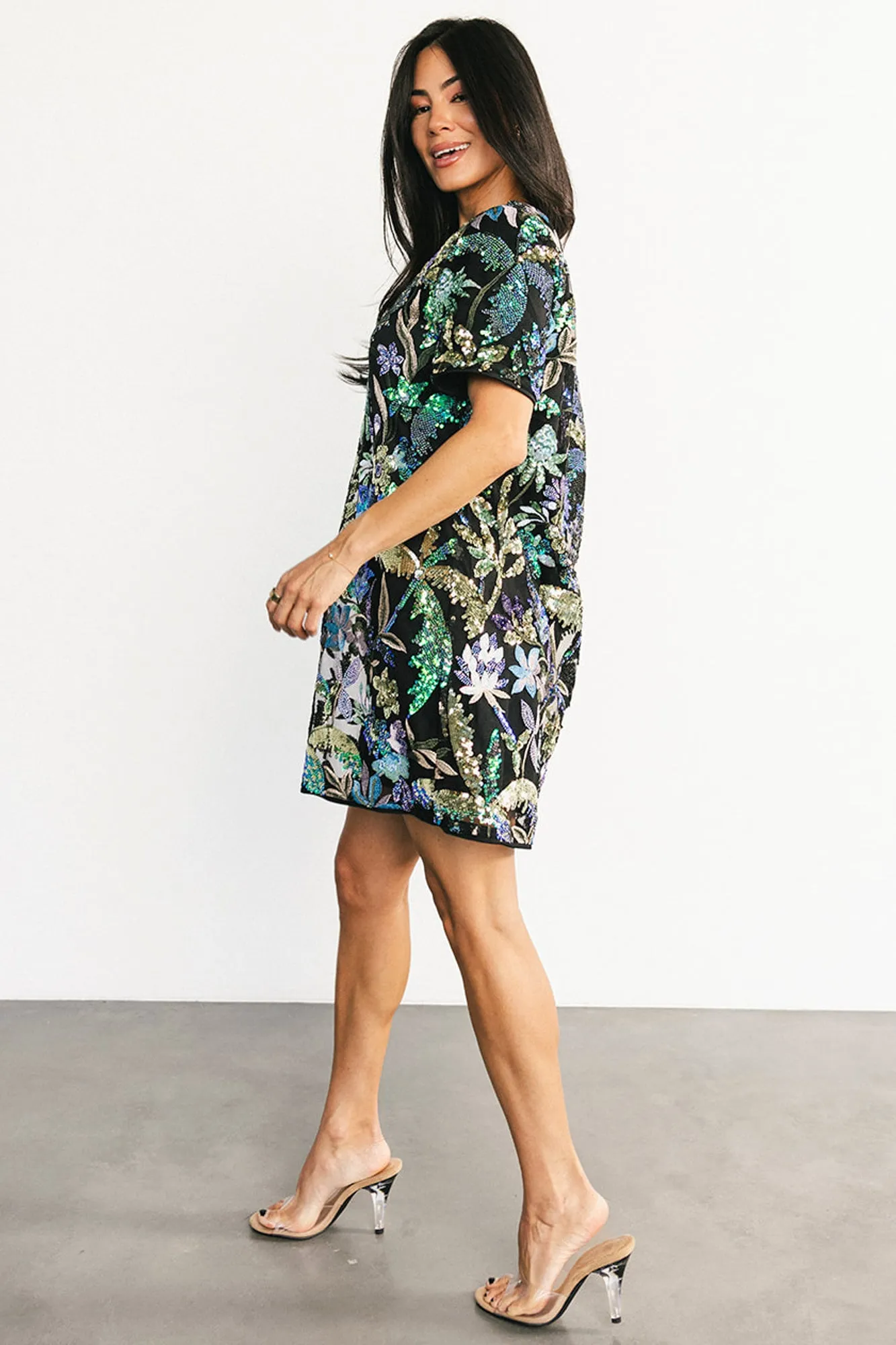 Patricia Sequin Short Dress | Black + Blue Multi sold by Baltic Born product image thumbnail 3