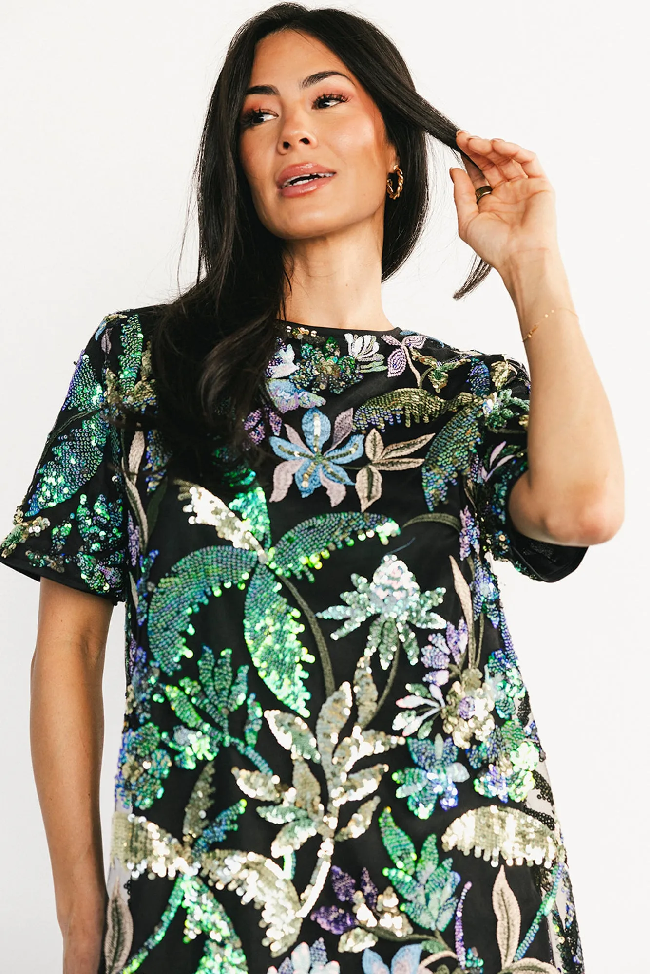Patricia Sequin Short Dress | Black + Blue Multi sold by Baltic Born product image thumbnail 2