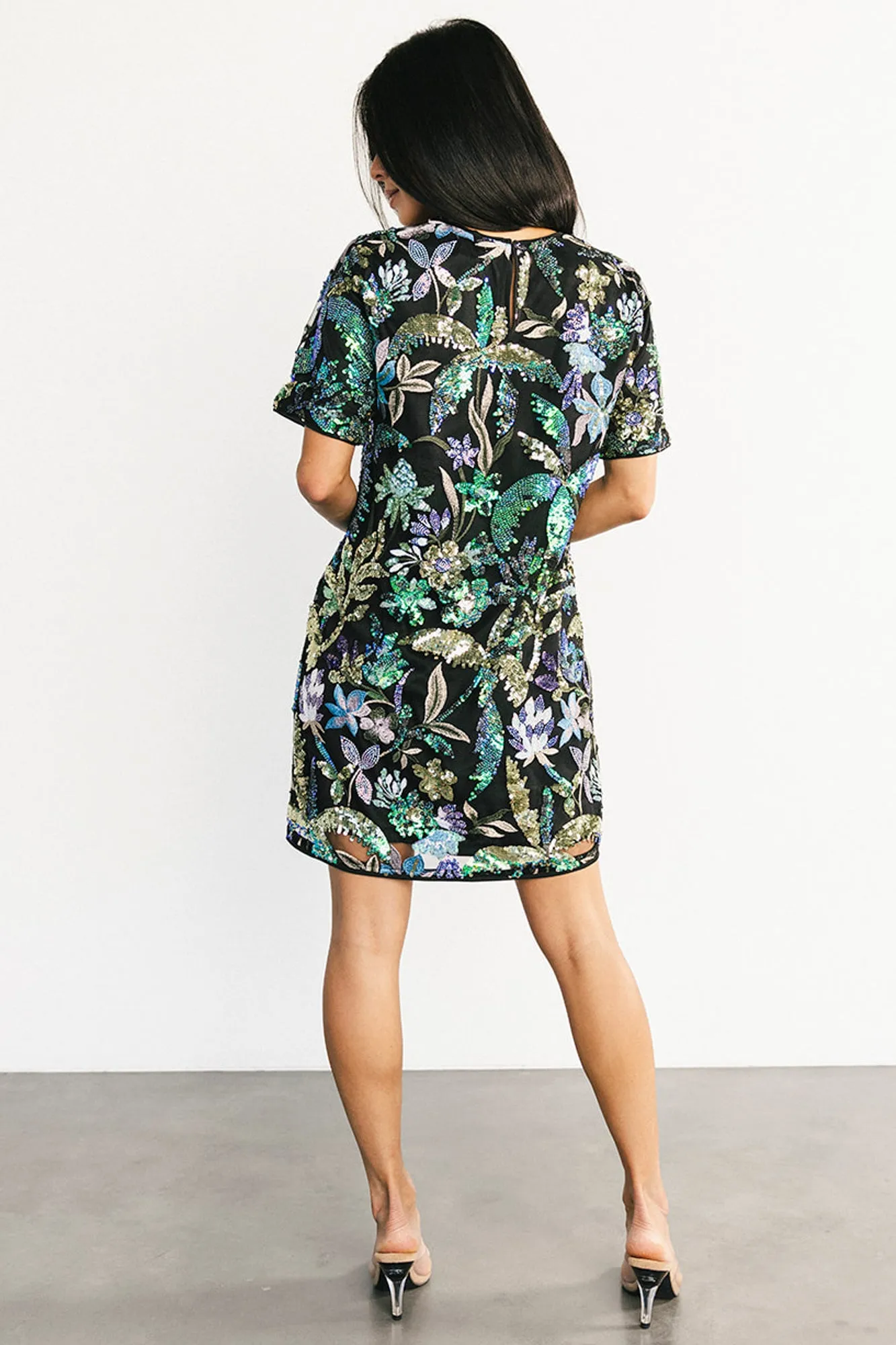 Patricia Sequin Short Dress | Black + Blue Multi sold by Baltic Born product image thumbnail 4