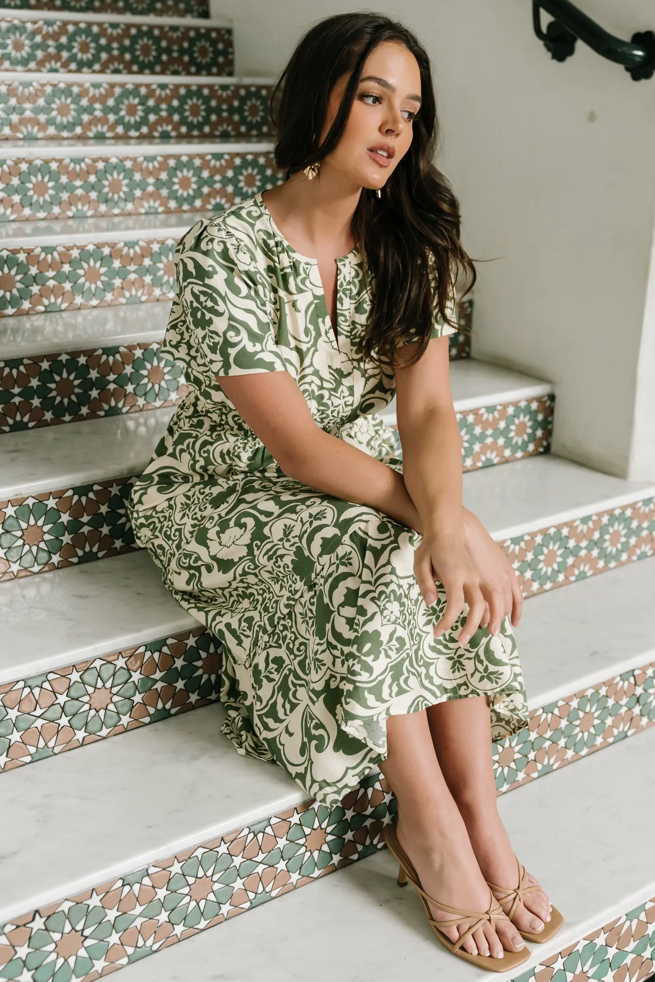 Aventura Midi Dress | Green Print sold by Baltic Born product image thumbnail 3