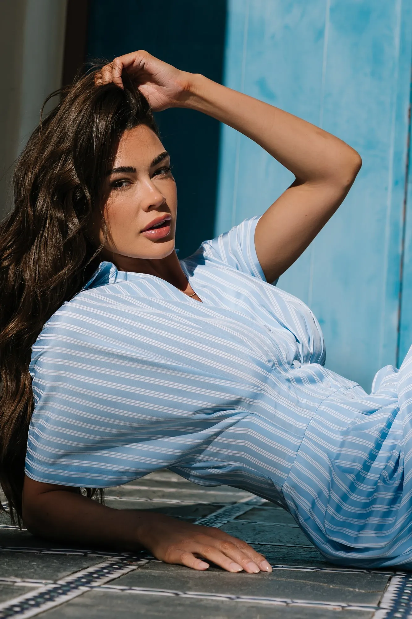 Sariah Jumpsuit | Blue Stripe sold by Baltic Born product image thumbnail 3