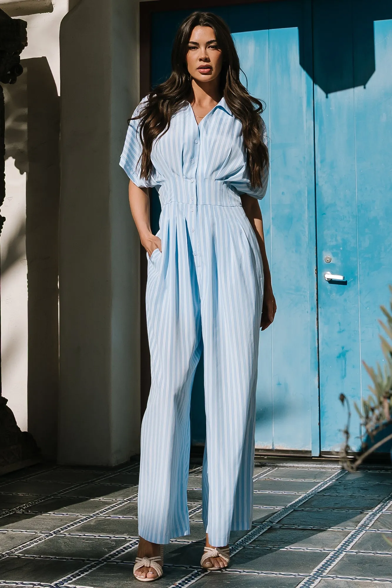 Sariah Jumpsuit | Blue Stripe sold by Baltic Born