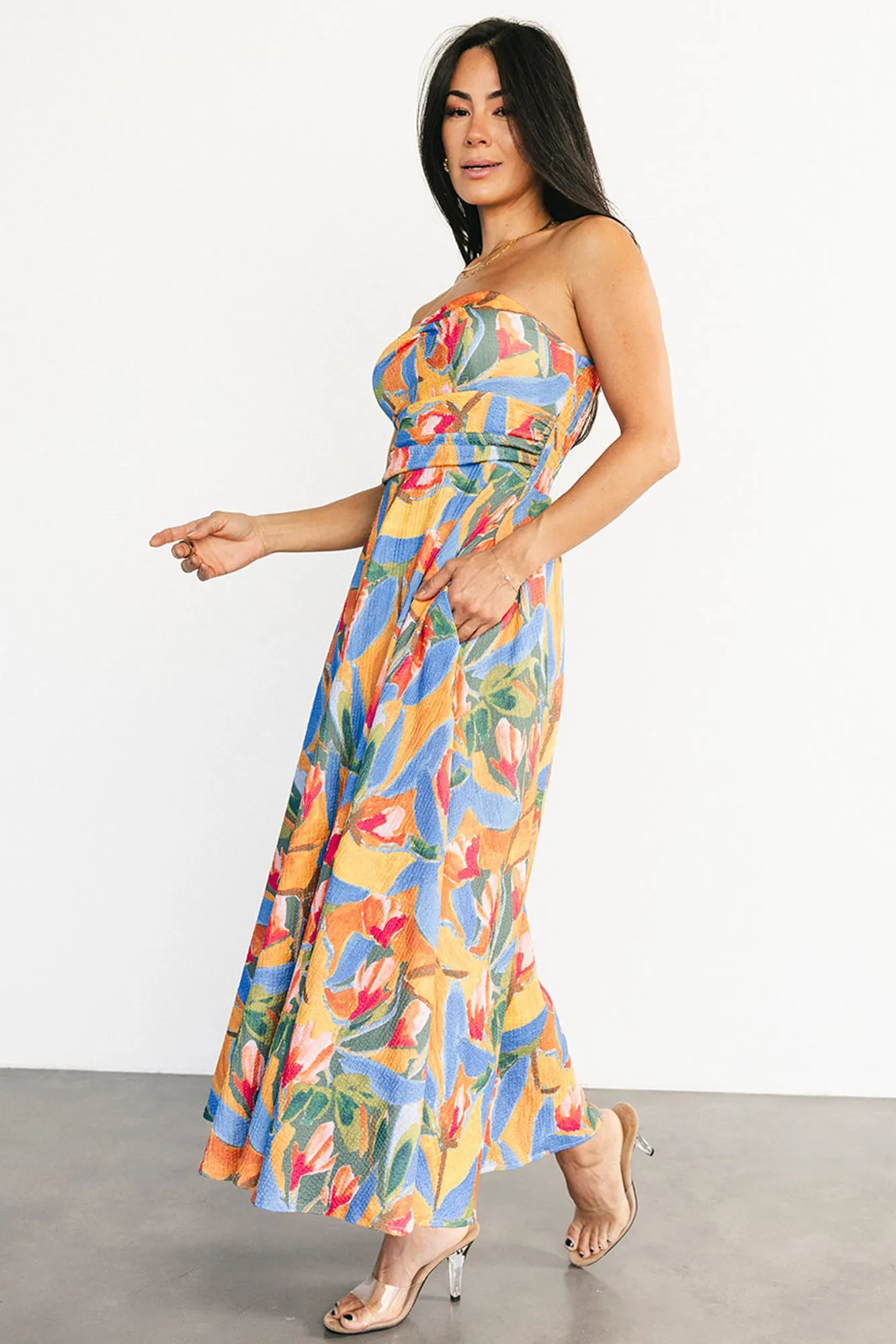 Solana Strapless Midi Dress | Blue Multi sold by Baltic Born product image thumbnail 5