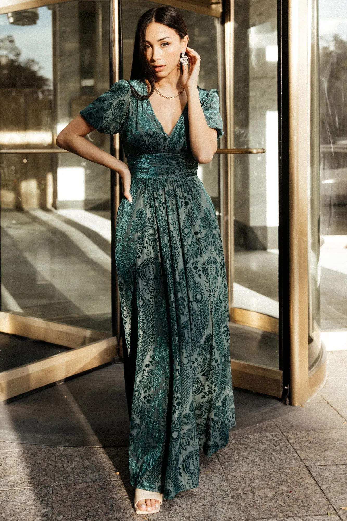 Leslie Velvet Maxi Dress | Emerald sold by Baltic Born