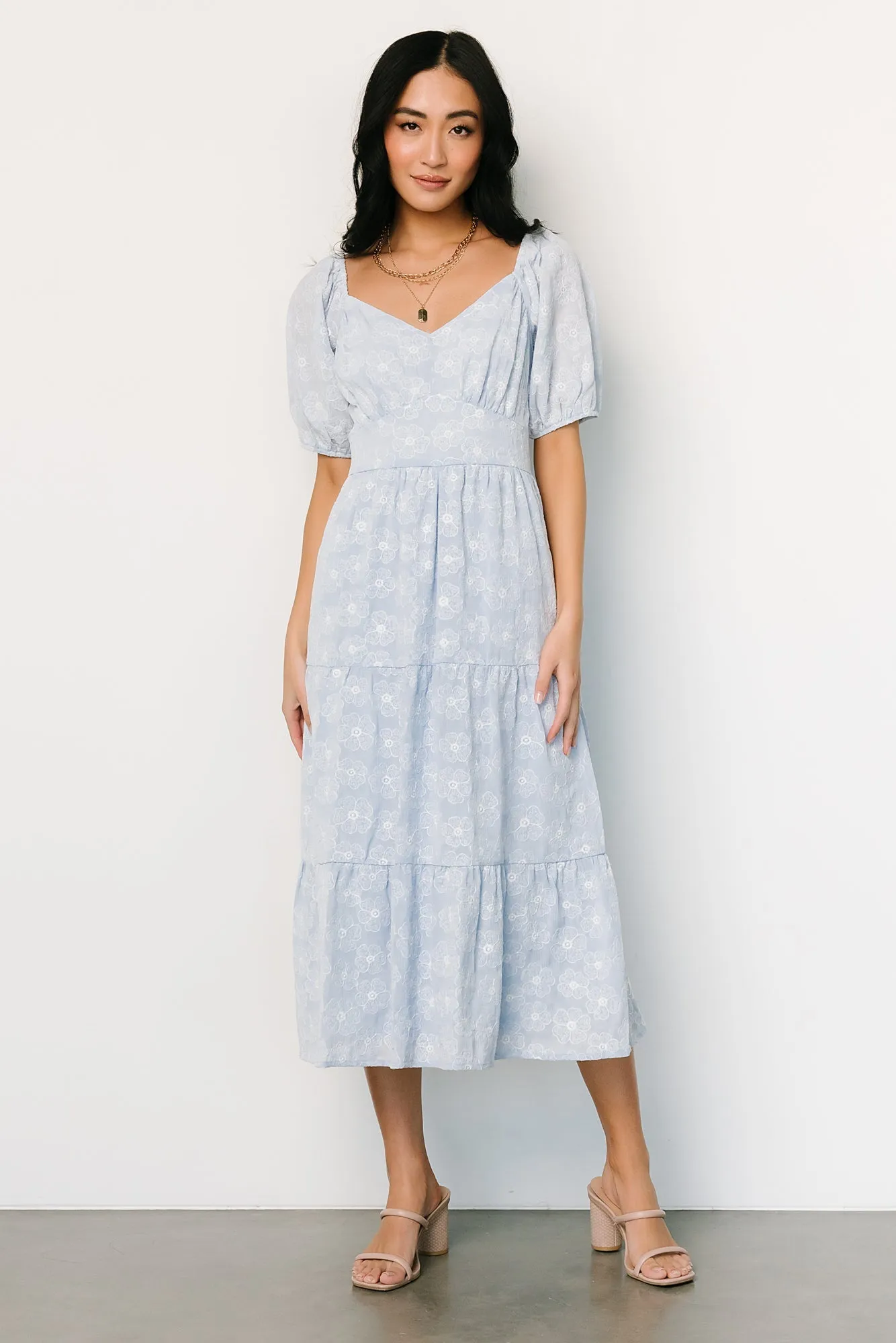 Mildred Embroidered Midi Dress | Light Blue sold by Baltic Born product image thumbnail 3