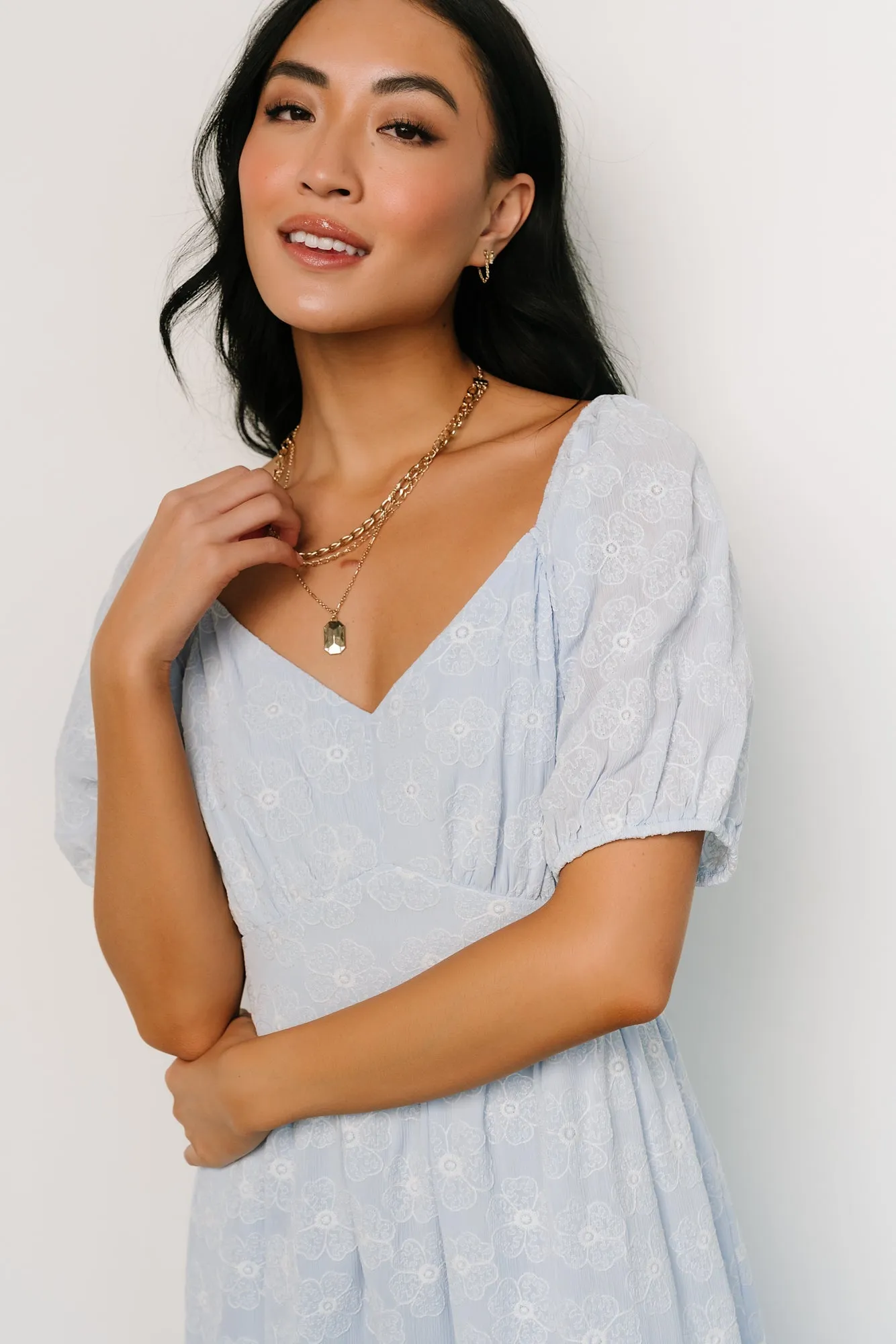 Mildred Embroidered Midi Dress | Light Blue sold by Baltic Born product image thumbnail 5