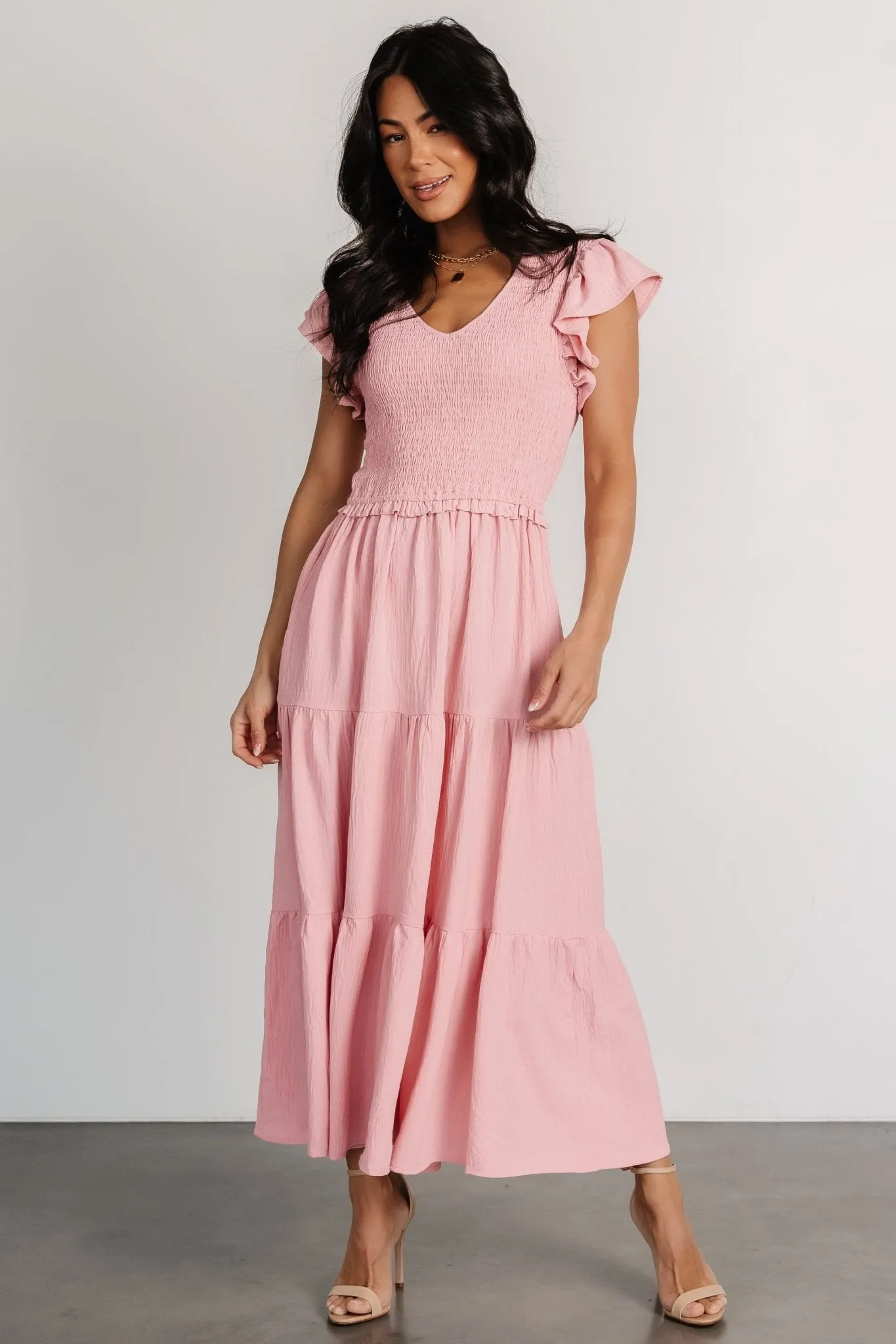 Afton Smocked Tiered Dress | Vintage Blush sold by Baltic Born product image thumbnail 5