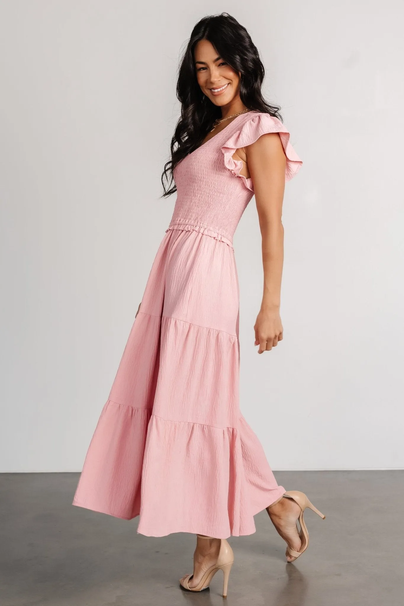 Afton Smocked Tiered Dress | Vintage Blush sold by Baltic Born product image thumbnail 3