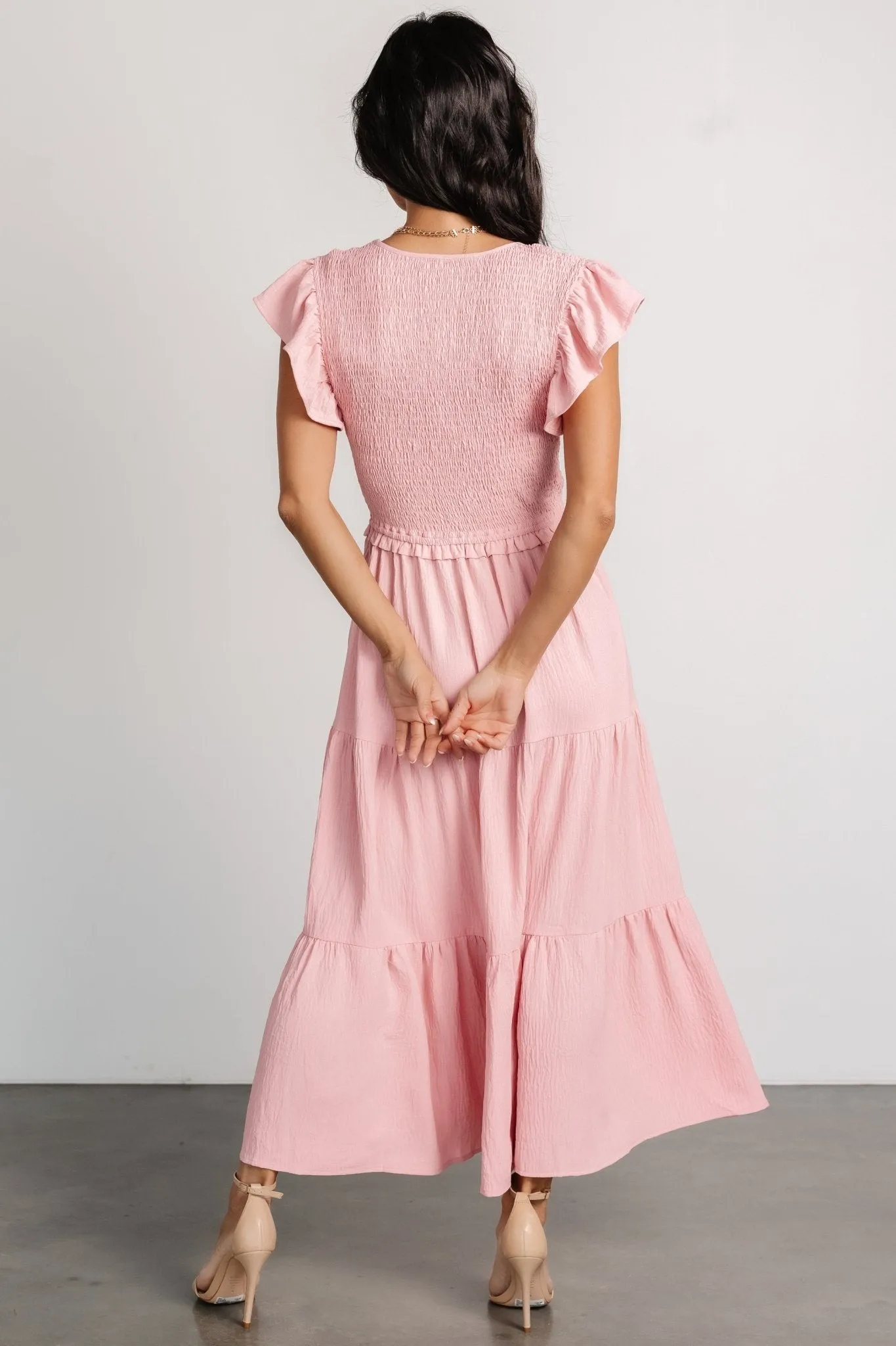 Afton Smocked Tiered Dress | Vintage Blush sold by Baltic Born product image thumbnail 4