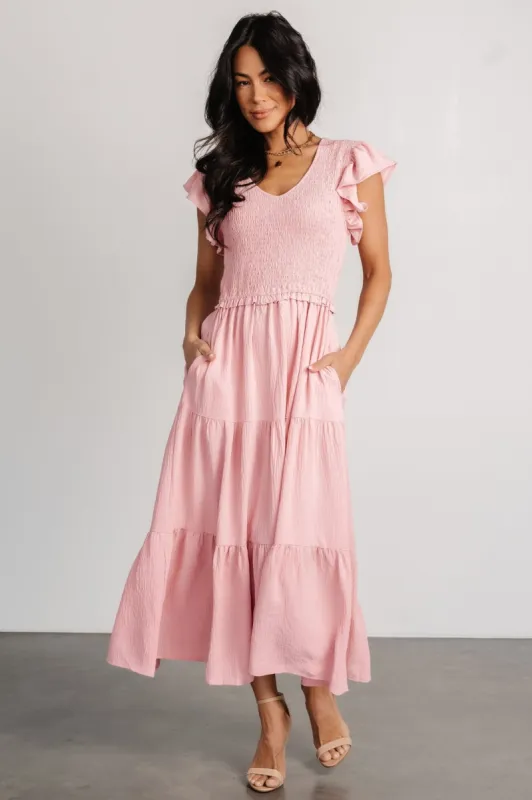 Afton Smocked Tiered Dress | Vintage Blush sold by Baltic Born
