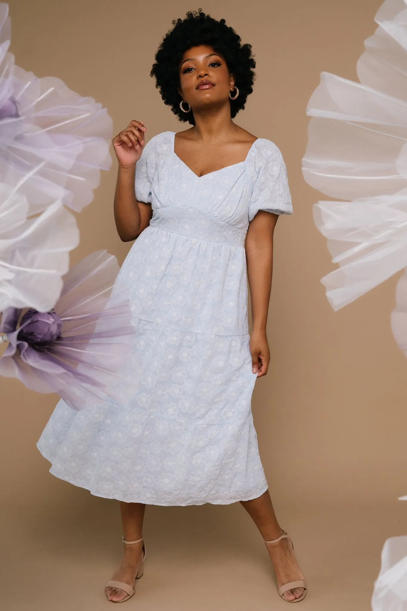 Mildred Embroidered Midi Dress | Light Blue sold by Baltic Born product image thumbnail 4