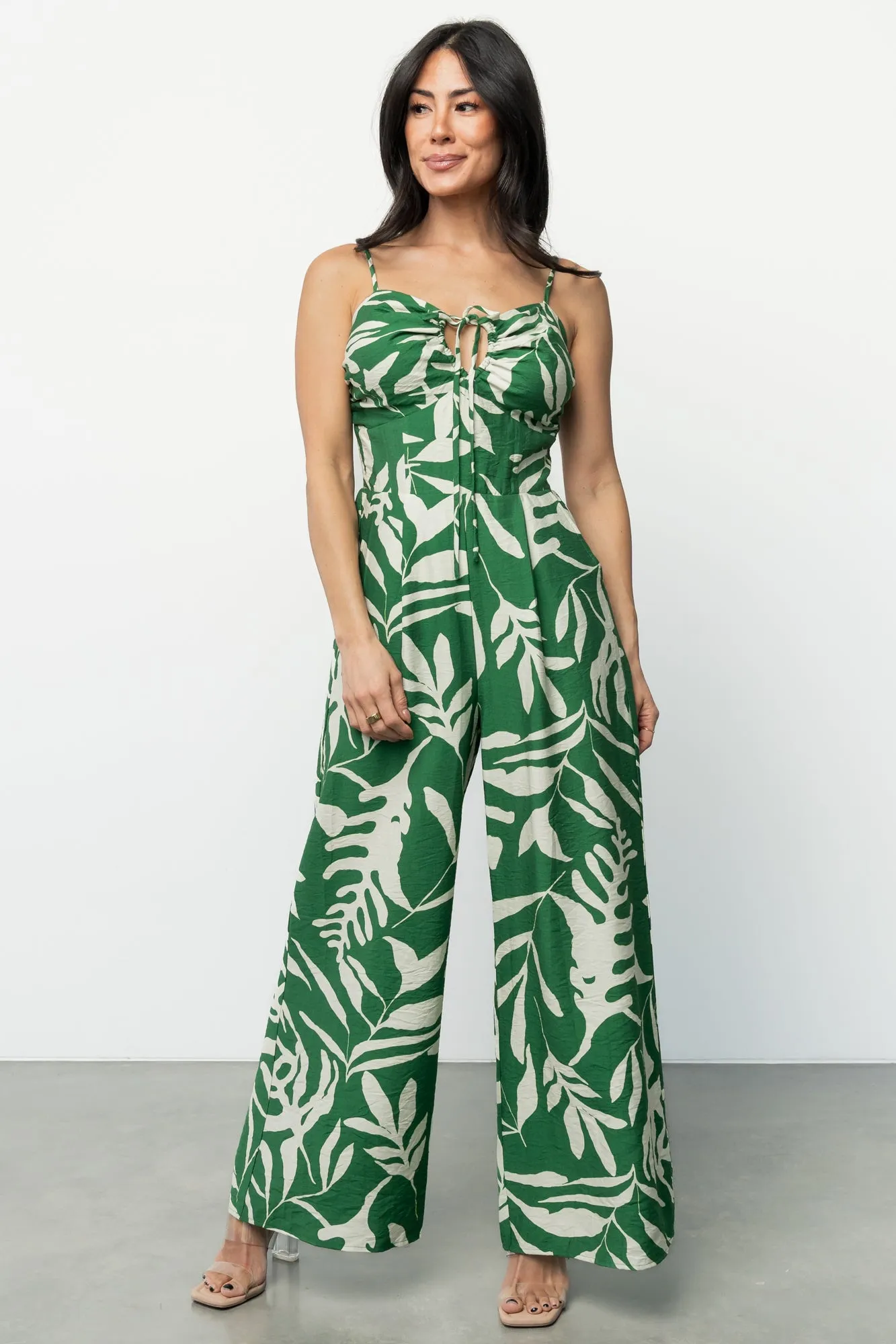 Linda Jumpsuit | Green Print sold by Baltic Born
