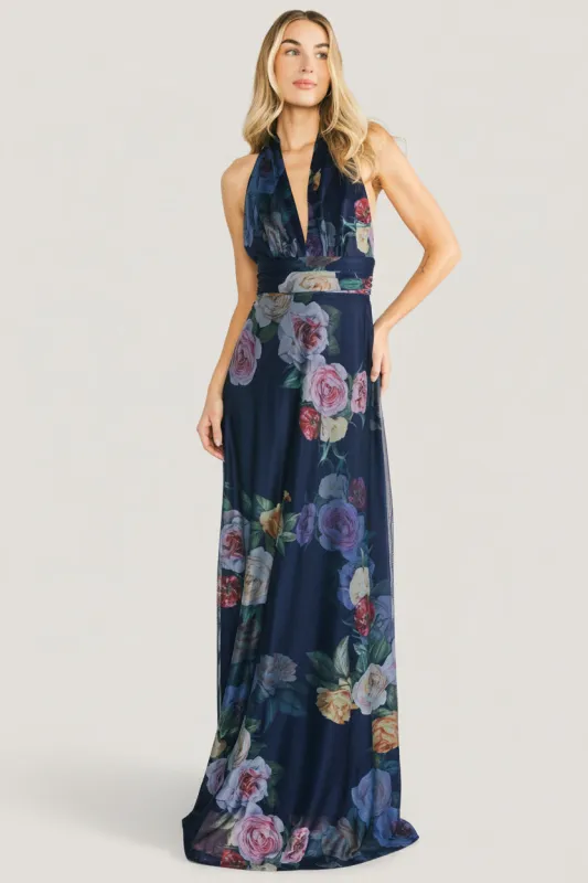 Dresden Halter Maxi Dress | Navy Floral sold by Baltic Born