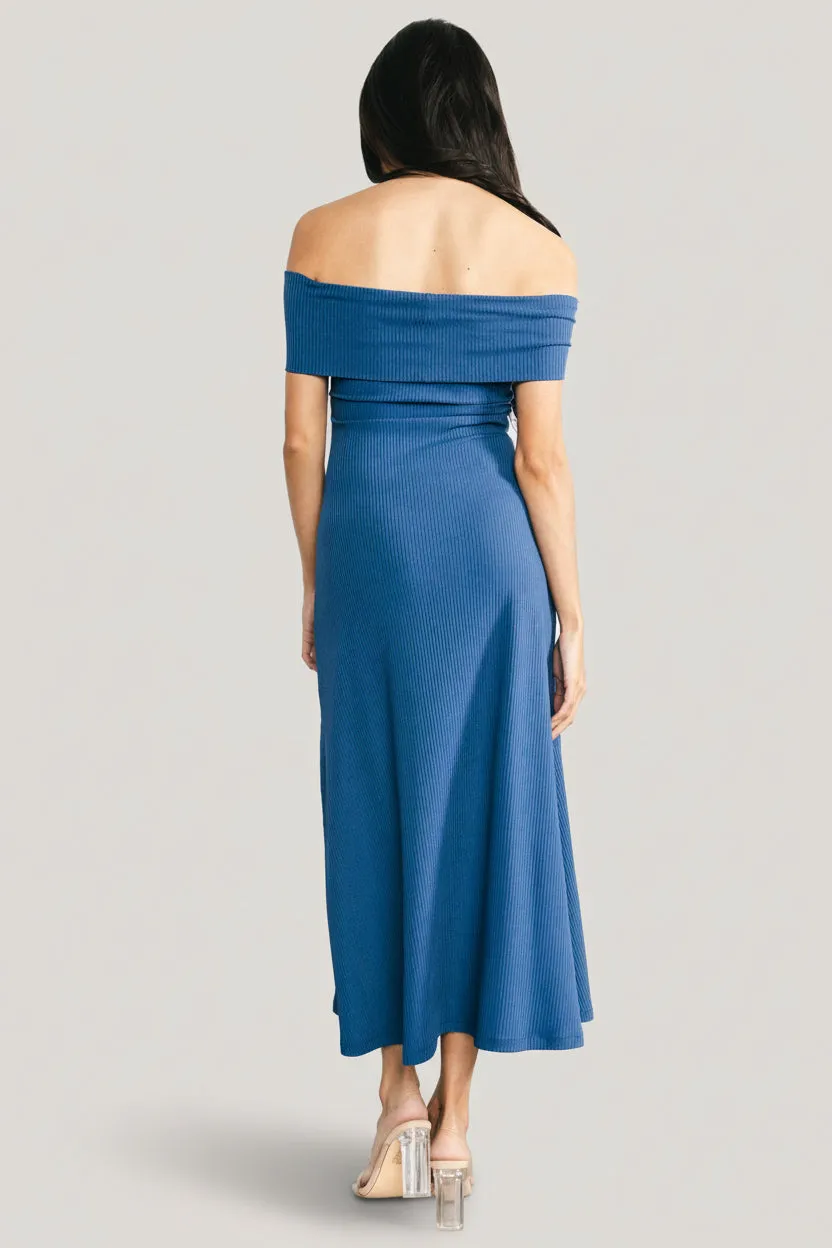 Kay Off Shoulder Midi Dress | Navy sold by Baltic Born product image thumbnail 4