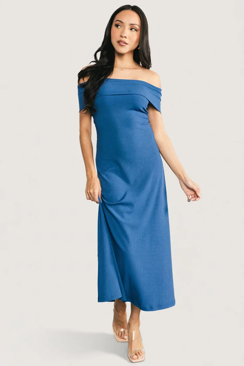 Kay Off Shoulder Midi Dress | Navy sold by Baltic Born product image thumbnail 5