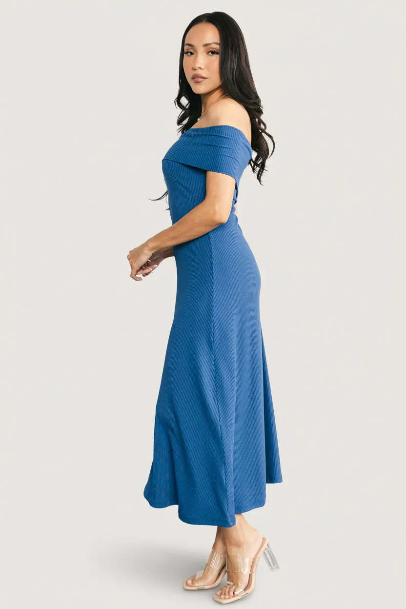 Kay Off Shoulder Midi Dress | Navy sold by Baltic Born product image thumbnail 3
