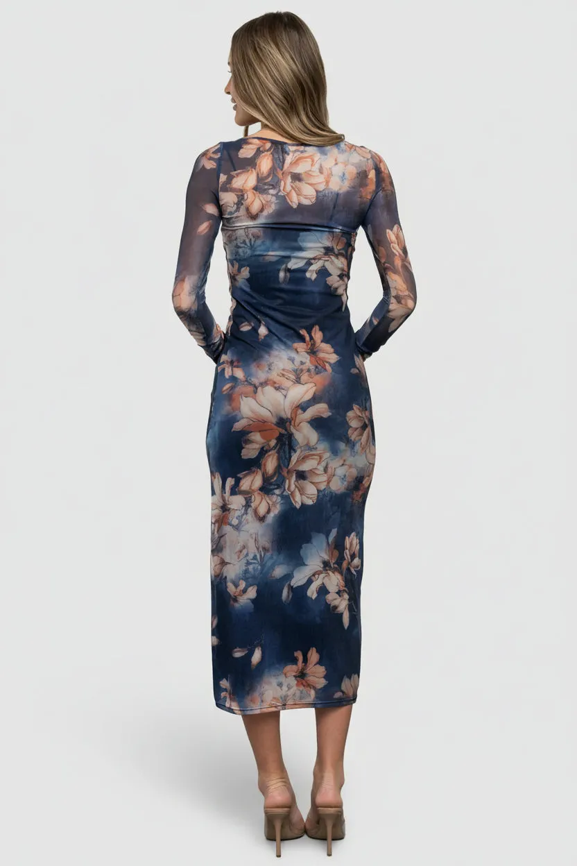 Darya Mesh Midi Dress | Navy Floral sold by Baltic Born product image thumbnail 5