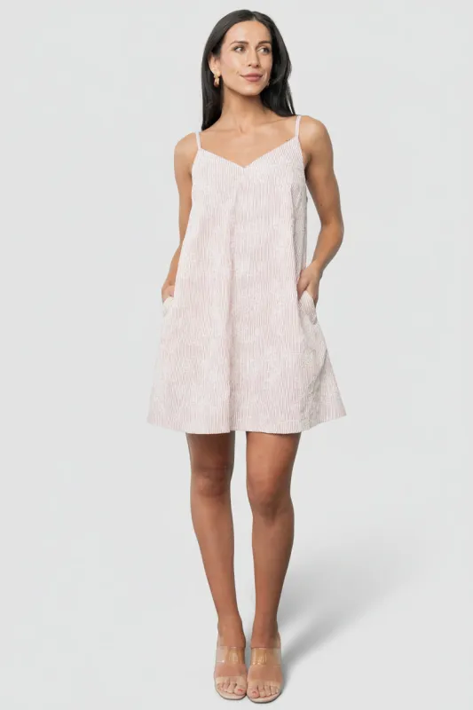 Nyra Short Dress | Red Stripe made by In February