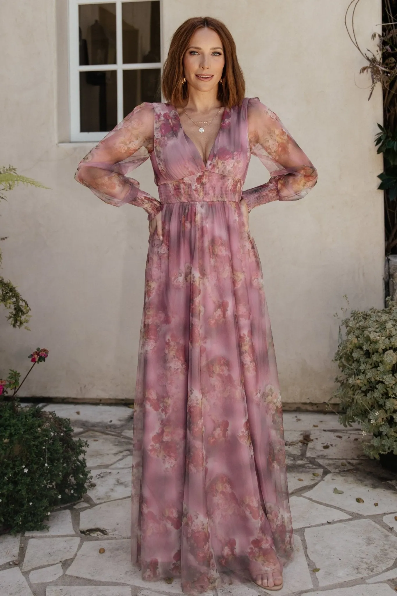 Layla Tulle Maxi Dress | Dusty Orchid Floral sold by Baltic Born product image thumbnail 4