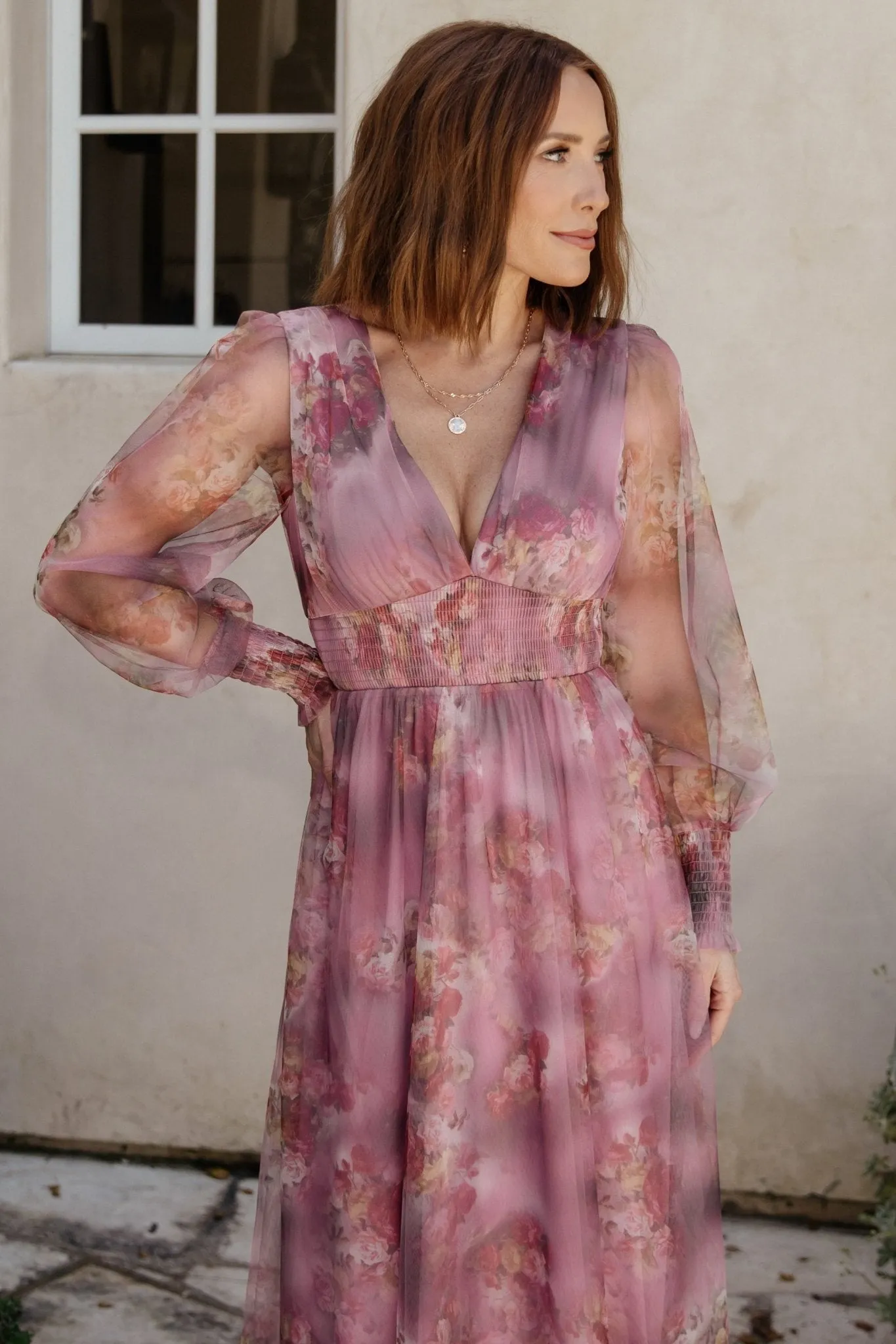 Layla Tulle Maxi Dress | Dusty Orchid Floral sold by Baltic Born product image thumbnail 2