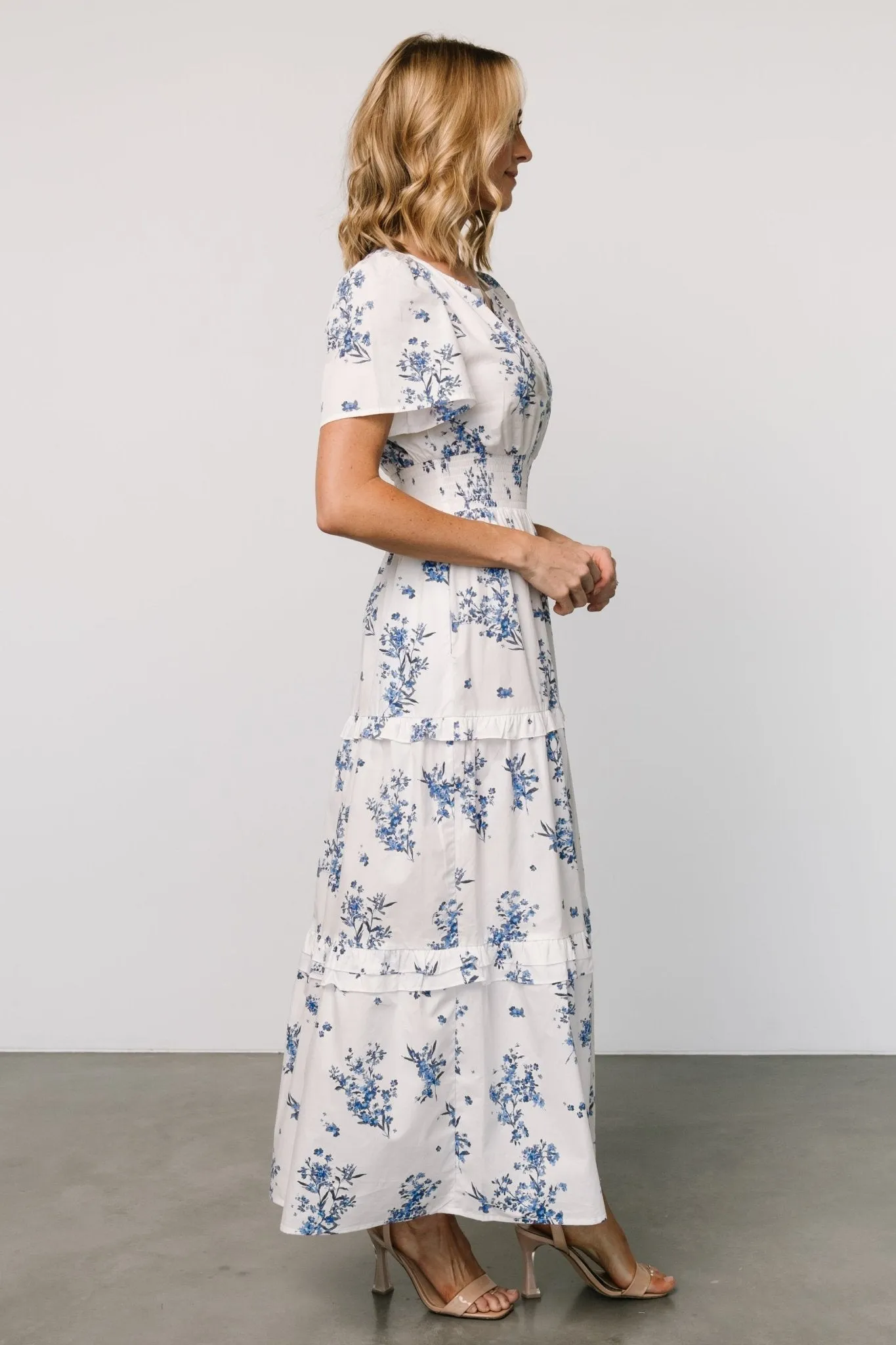 Kiana Poplin Maxi Dress | Off White + Blue sold by Baltic Born product image thumbnail 3
